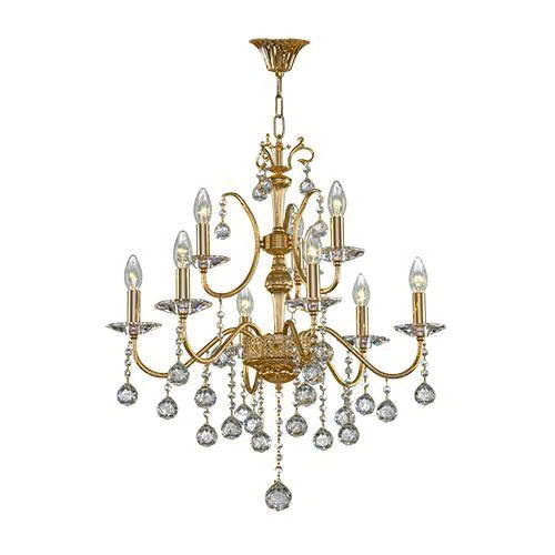 Crystal Chandelier 9 Bulbs Gold