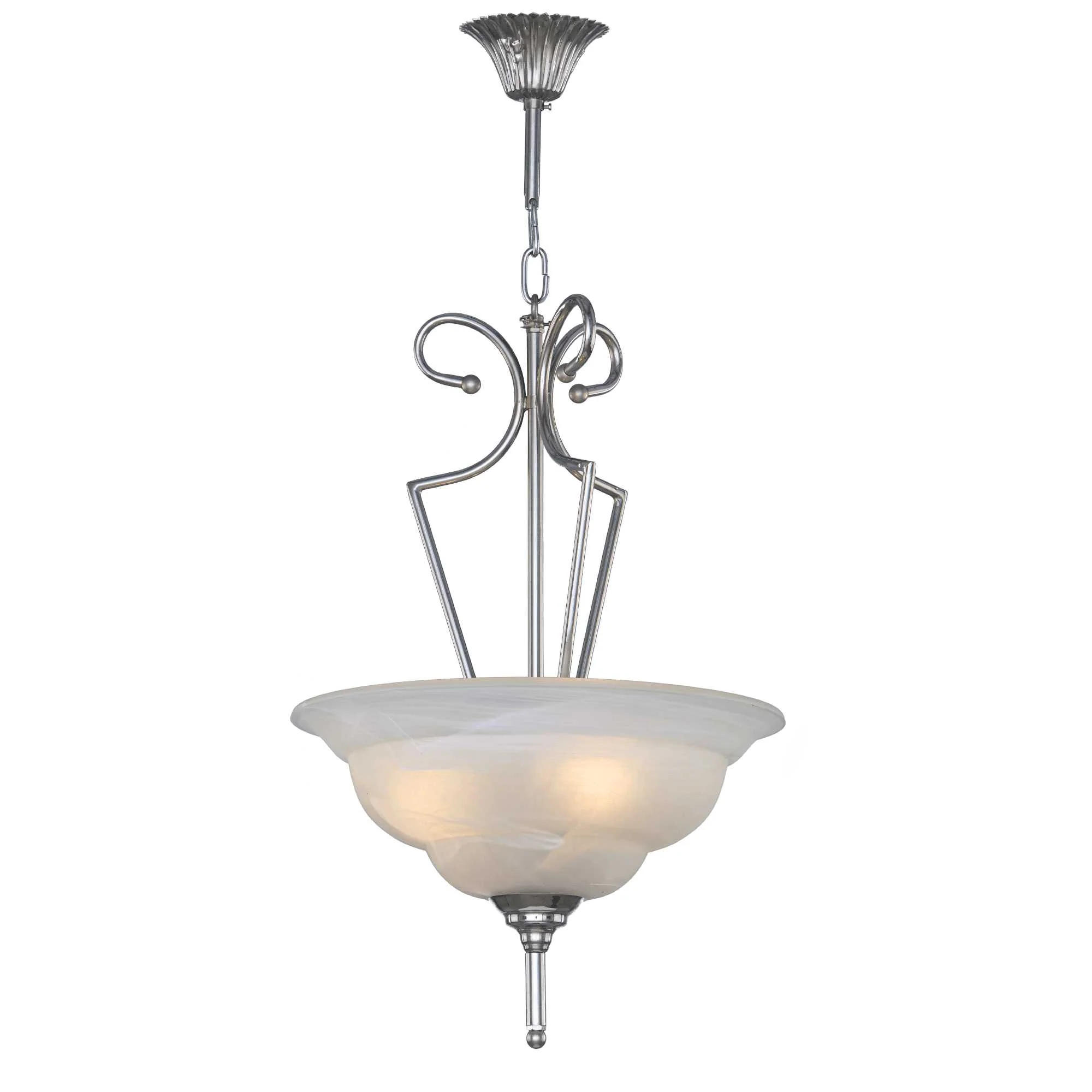 Alabaster Pendant Light - 3 Bulbs - Chrome